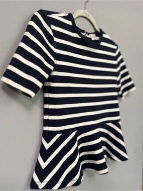 Vintage/Y2K cotton peplum top with exposed back zip